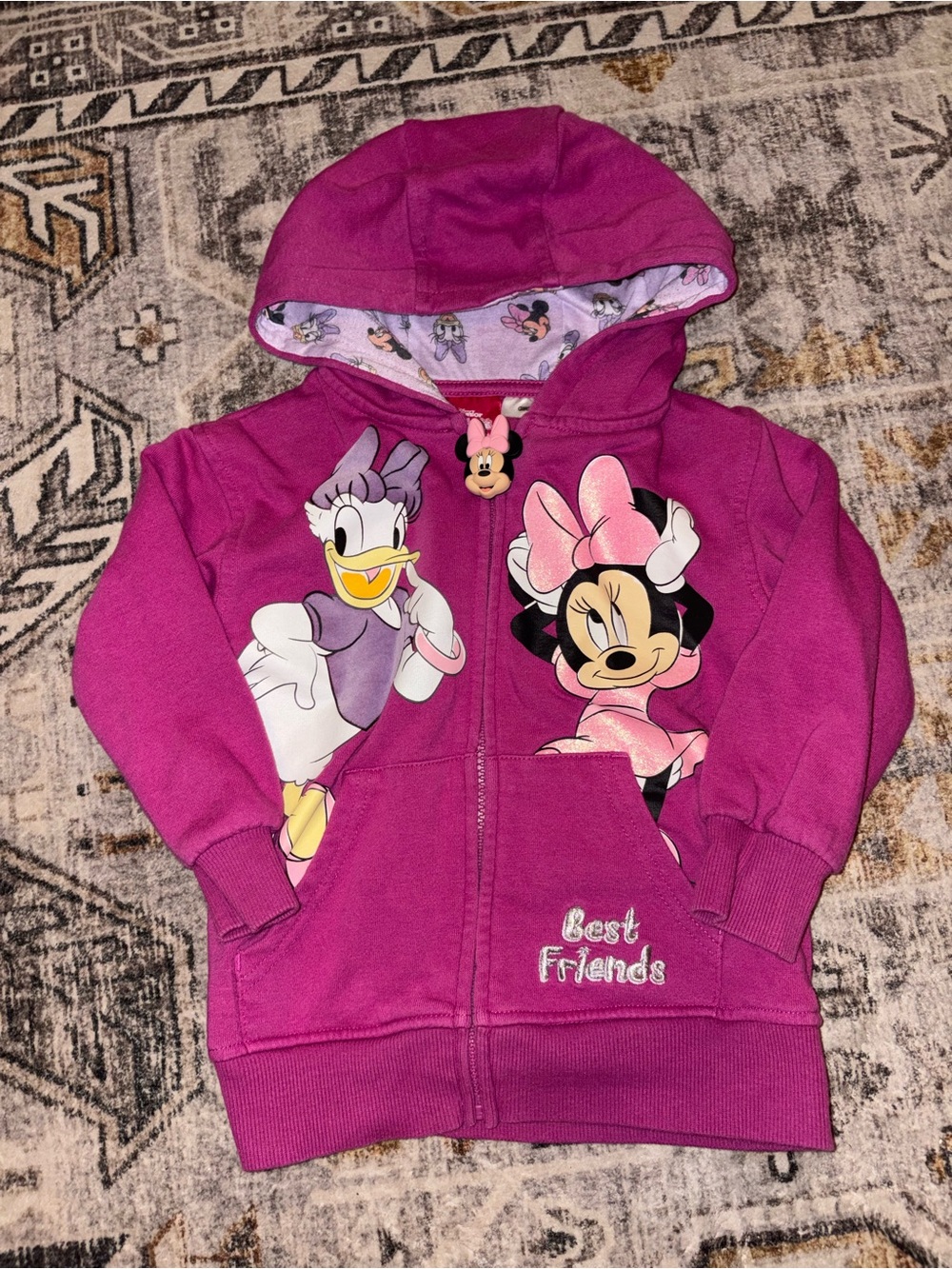 Disney Girls Minnie & Daisy Hooded Zip-Up Sweatshirt